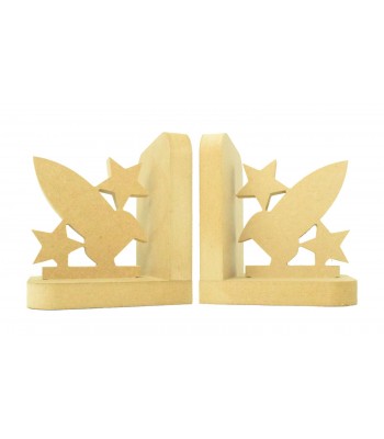 18mm Freestanding MDF 'Rocket with Stars' Shape Pair of Bookends