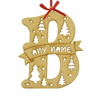 Laser Cut Personalised Letter Christmas Decoration - Stencil - Christmas Trees
