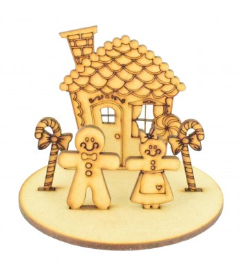 Laser Cut Miniature Detailed Christmas Gingerbread Family on stand