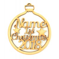Laser Cut Personalised '1st Christmas' Christmas Bauble with Year of your choice