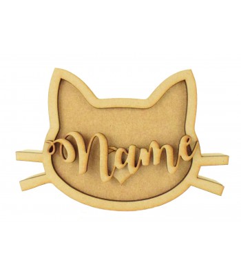 18mm Freestanding Cat Head Shape with 3D Laser Cut Accessories & Name