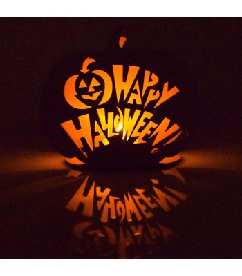 Laser Cut 'Happy Halloween' Mini Pumpkin Tealight Holder