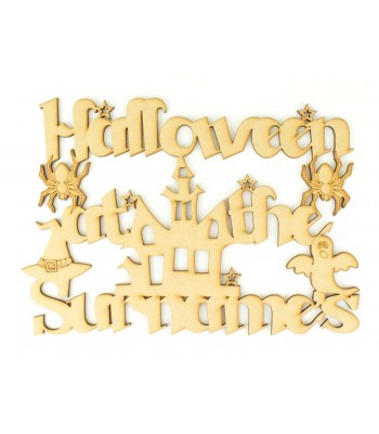 Laser Cut Personalised 'Halloween at the...' Sign with Haunted House