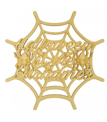 Laser Cut 3D Personalised 'Halloween at the...' Sign on a Spider Web