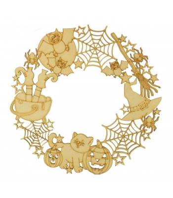 Laser Cut Witch Themed Halloween Shapes Wreath