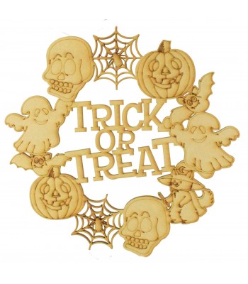 Laser Cut 'Trick or Treat' Halloween Shapes Wreath