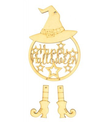 Laser Cut 'Happy Halloween' Witch Dream Catcher with Hanging Boots