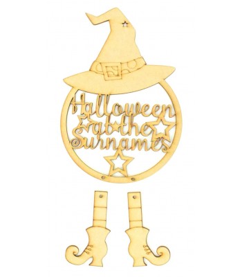 Laser Cut Personalised 'Halloween At The...' Witch Dream Catcher with Hanging Boots