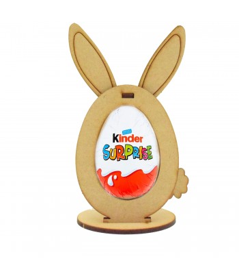 Laser Cut Easter Themed Shape Chocolate Kinder Egg Holder on Stand - 3D Bunny Design