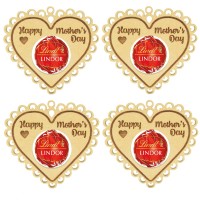 Laser Cut 'Happy Mother's Day' Lace Heart Shape Ferrero Rocher or Lindt Chocolate Ball Holder - 4 Pack