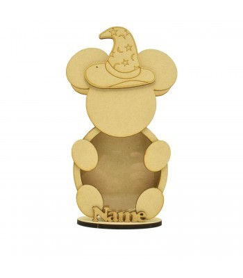 Personalised 18mm Re Fillable Money Box Drop Box - Laser Cut 3mm 3D Design On 6mm Stand - Boy Mouse Design