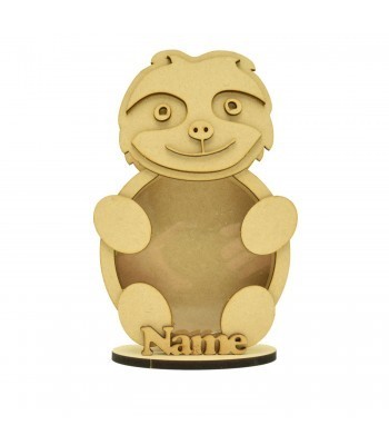 Personalised 18mm Re Fillable Money Box Drop Box - Laser Cut 3mm 3D Design On 6mm Stand - Sloth Design