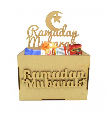 Laser Cut Ramadan Mubarak Hamper Treat Boxes - Star And Moon Design