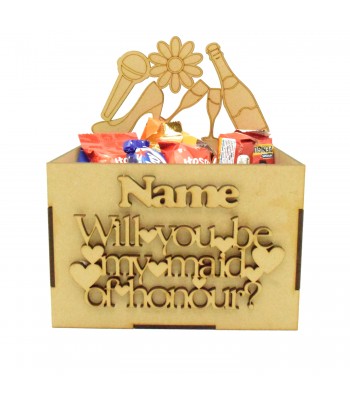 Laser Cut 'Will You Be My Maid Of Honour? Hamper Treat Boxes - Wedding Theme