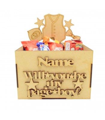 Laser Cut 'Will You Be My Page Boy? Hamper Treat Boxes - Wedding Theme