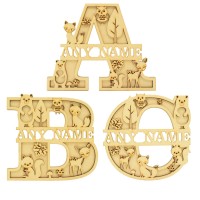 Laser Cut Personalised Themed Layered Letter with Name - Woodland Themed