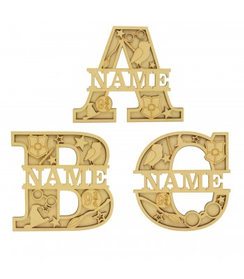 Laser Cut Personalised Themed Layered Letter with Name - Wizard Themed - Size Options