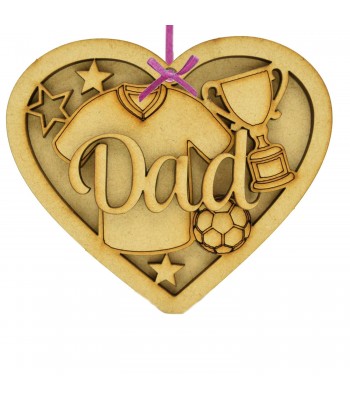 Laser Cut Personalised 3D Hanging Heart Bauble - Football Theme