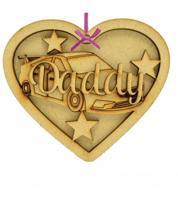 Laser Cut Personalised 3D Hanging Heart Bauble - Sports Car Theme