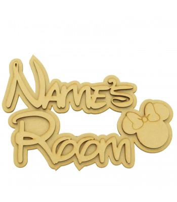 Laser Cut Personalised 3D Fancy Bedroom Sign - Mouse With Bow Themed - Size Options