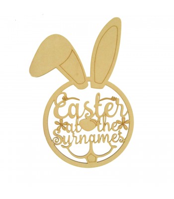 Laser Cut Personalised Rabbit Bauble Wall Art Hoop - Size Options 