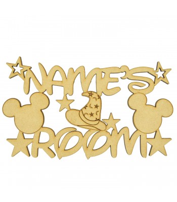 Laser Cut Personalised Room Sign with Boy Mouse, Magic Hat and Star Shapes