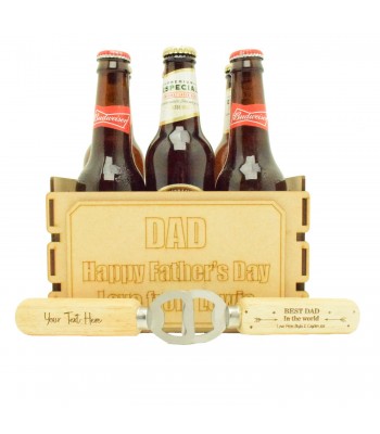 Laser Cut Personalised 3D Happy Fathers Day Plain Panel Detail Crate Design - Plaque Options