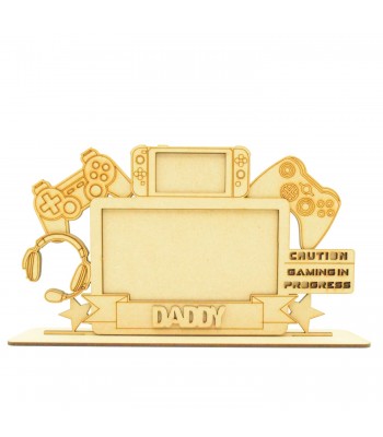Laser Cut 3D Fathers Day Personalised 3D Photo Frame On Stand - Gaming Theme